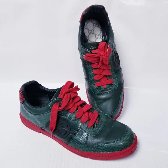 Gucci Men's Green and Red Sneakers